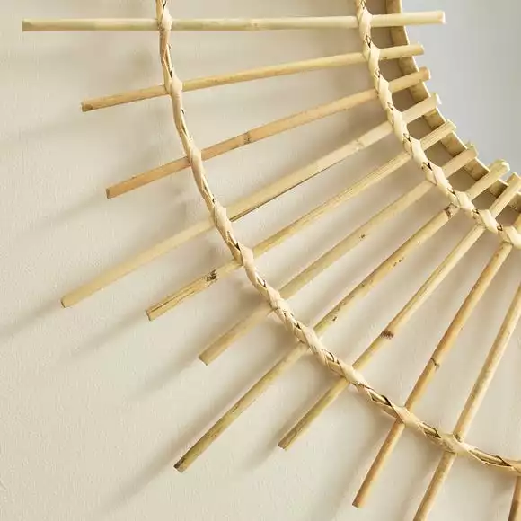Dunelm Bamboo Round Wall Mirror, Natural 81cm - Image 2