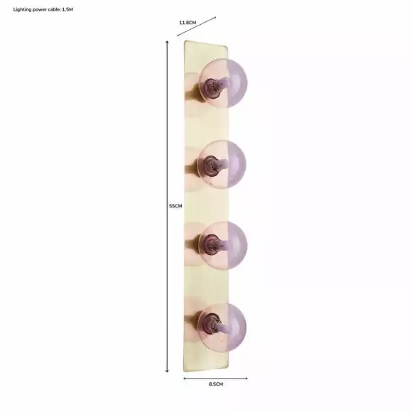 Dunelm Coco Hollywood Mirror Light, Brushed Gold & Chrome Pink 9x55cm - Image 5