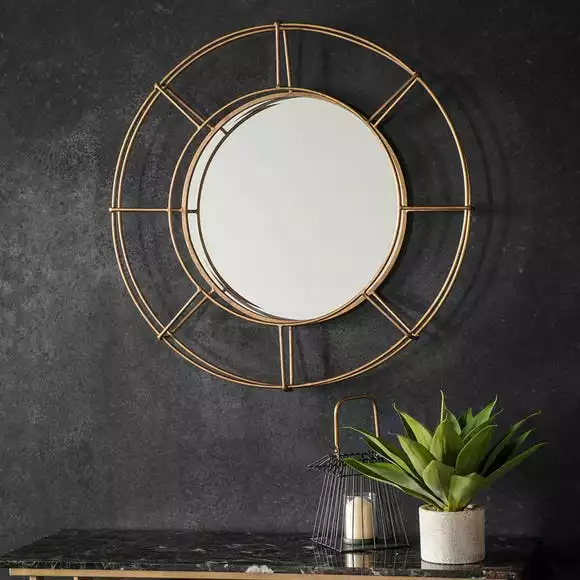 Cedar & Sage Thorne Round Wall Mirror, Gold 82cm