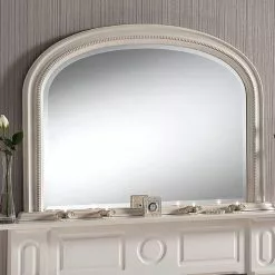 Yearn Mirrors Yearn Beaded Overmantle Mirror, Ivory 112x79cm