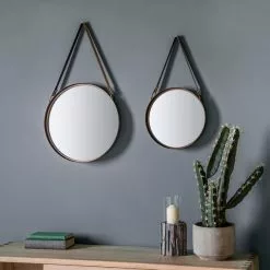 Cedar & Sage Set Of 2 Elkton Round Bronze Mirrors