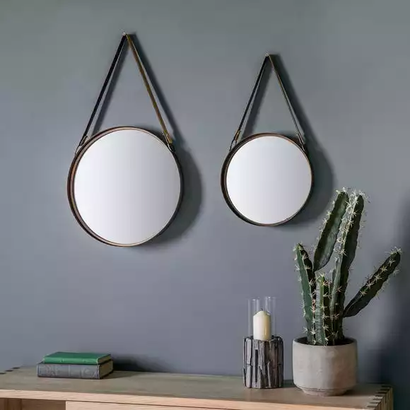 Cedar & Sage Set Of 2 Elkton Round Bronze Mirrors