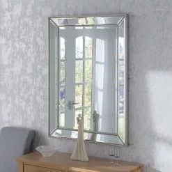 Yearn Mirrors Yearn Beaded Tray Mirror, Silver 94x68cm