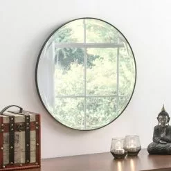 Yearn Mirrors Yearn Round Minimal Wall Mirror, Black 46cm