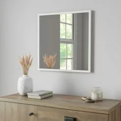 Dunelm Essentials Square Mirror, White 55cm