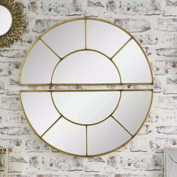 Pacific Lifestyle 2 Section Wall Mirror, Antique Gold 92cm