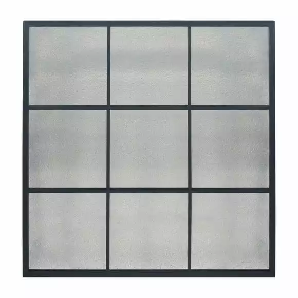 Pacific Lifestyle 9 Pane Square Mirror With Foxed Glass, Matt Black 110cm - Image 2