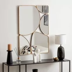 Dunelm Framed Rectangle Multi Pebble Wall Mirror, 90x60cm