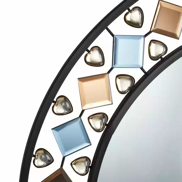 Dunelm Global Gem Edge Round Wall Mirror, Black 68cm - Image 4