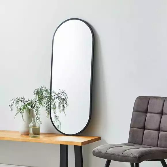 Dunelm Apartment Lozenge Wall Mirror, Black 35x95cm