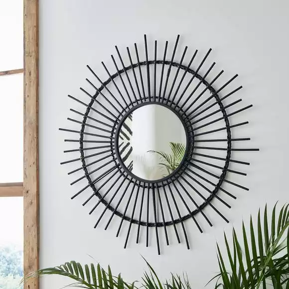 Dunelm Black Bamboo Mirror 80cm