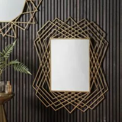 Cedar & Sage Spencer Rectangle Mirror, Gold 95x110cm