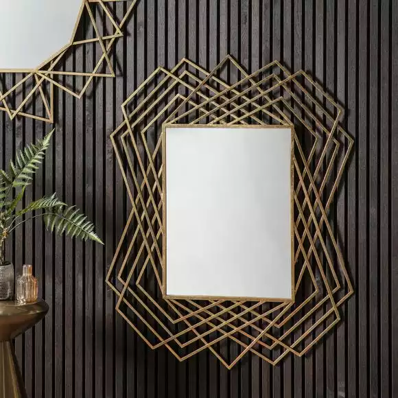 Cedar & Sage Spencer Rectangle Mirror, Gold 95x110cm