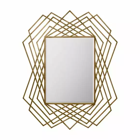 Cedar & Sage Spencer Rectangle Mirror, Gold 95x110cm - Image 3
