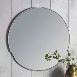 Cedar & Sage Mora Round Wall Mirror, Silver 80cm