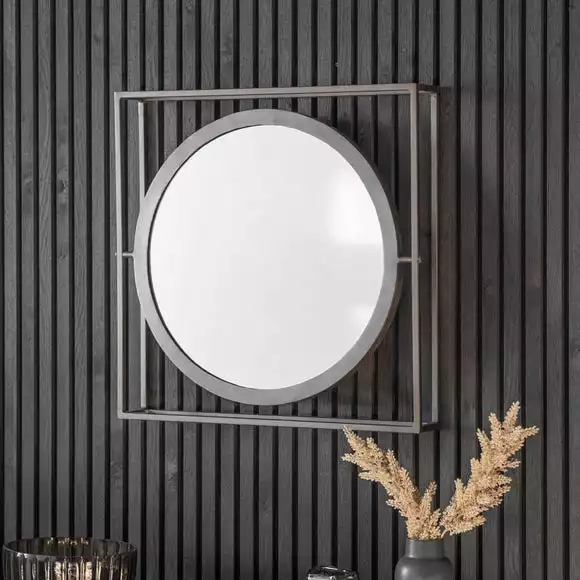 Cedar & Sage Moneta Round Wall Mirror, Zinc 61cm