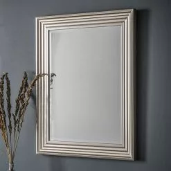 Cedar & Sage Brenton Rectangle Mirror, Brushed Steel 64x79cm