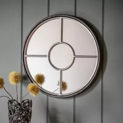 Cedar & Sage Rath Round Wall Mirror, Silver 60cm
