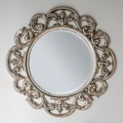Cedar & Sage Athol Round Wall Mirror, Silver 93cm
