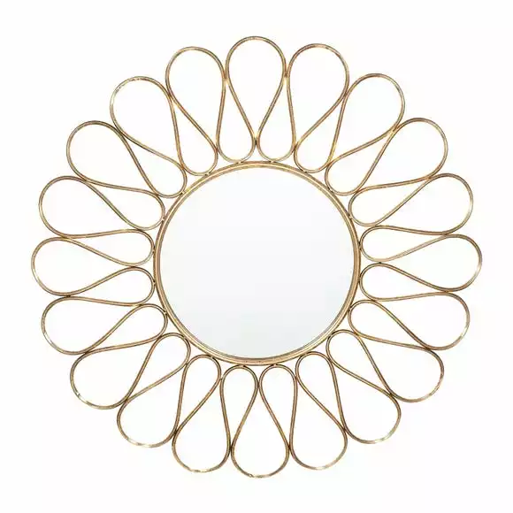 Pacific Lifestyle Petal Design Round Antique Gold Wall Mirror, 90cm - Image 2