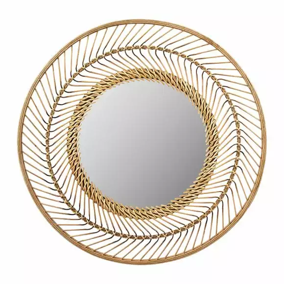 Pacific Lifestyle Bamboo Small Round Wall Mirror, 70cm - Image 2