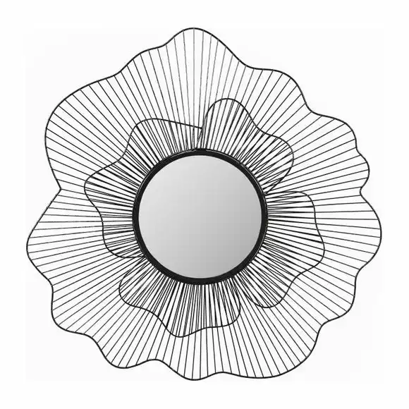 Pacific Lifestyle Metal Floral Frame Round Wall Mirror, Black 76cm - Image 2