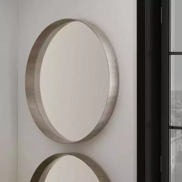 Pacific Lifestyle Round Wall Mirror, Grey Oak 74cm