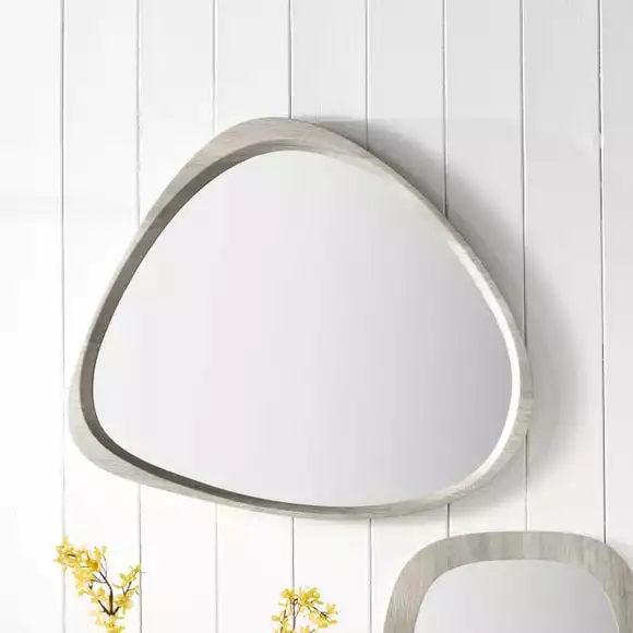 Pacific Lifestyle Curved Wall Mirror, Grey Oak 63x57cm